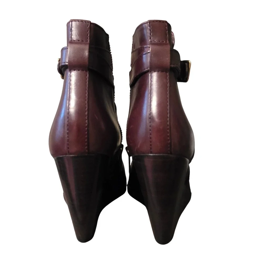 Frye Cece Strappy Wedge Booties Dark Brown Leather Ankle Boots 3478890-DBN 7M